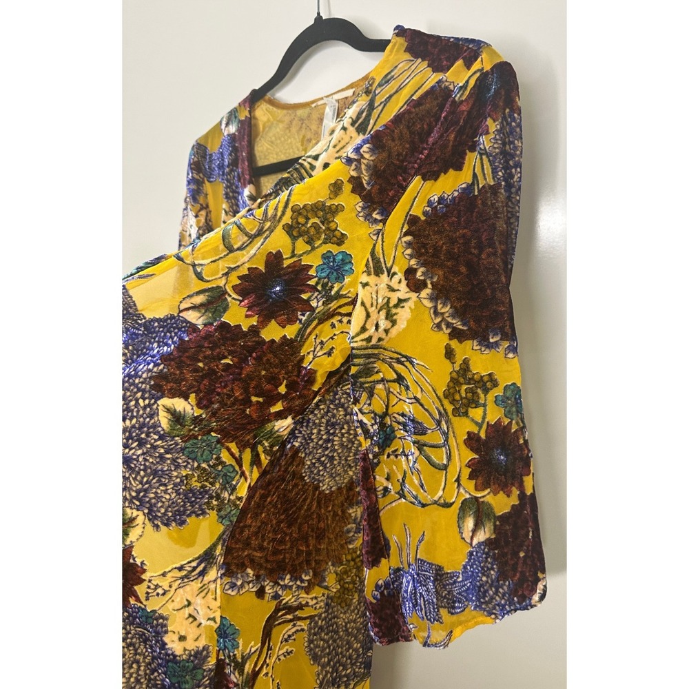 Floreat x Anthropologie Aurelia Velvet Burnout Floral Kimono O/S Hippie Boho Top - Picture 8 of 16